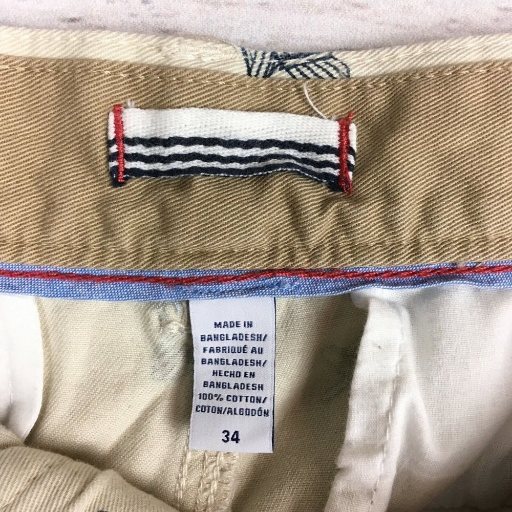 Izod Mens Shorts 34 Adirondack Chair All‎ Over Pattern Cotton Khaki Twill Casual - Picture 8 of 9